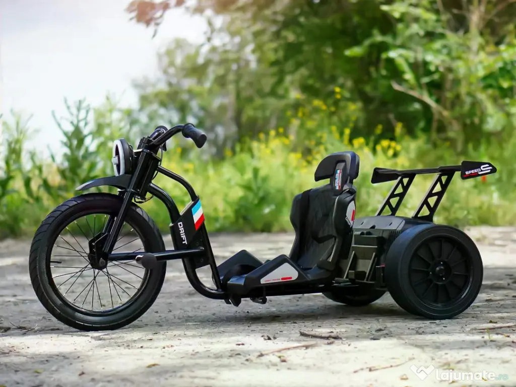 Tricicleta electrica cu functie Drift, Kinderauto BJSX2338, 2x 250W Black