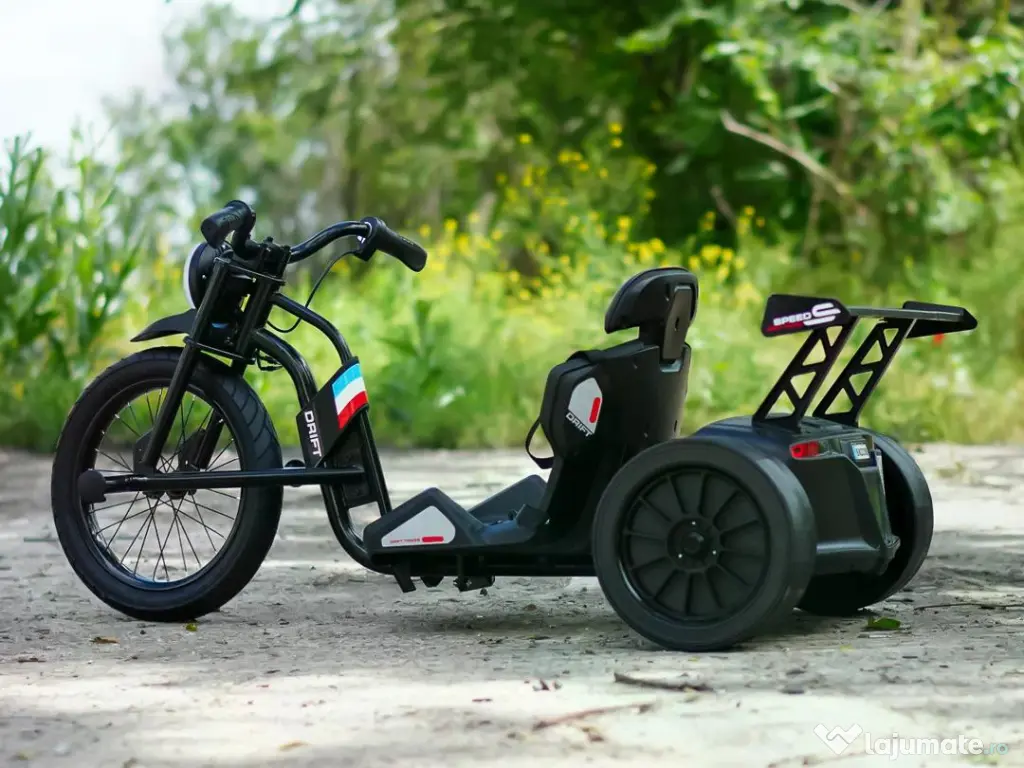 Tricicleta electrica cu functie Drift, Kinderauto BJSX2338, 2x 250W Black 