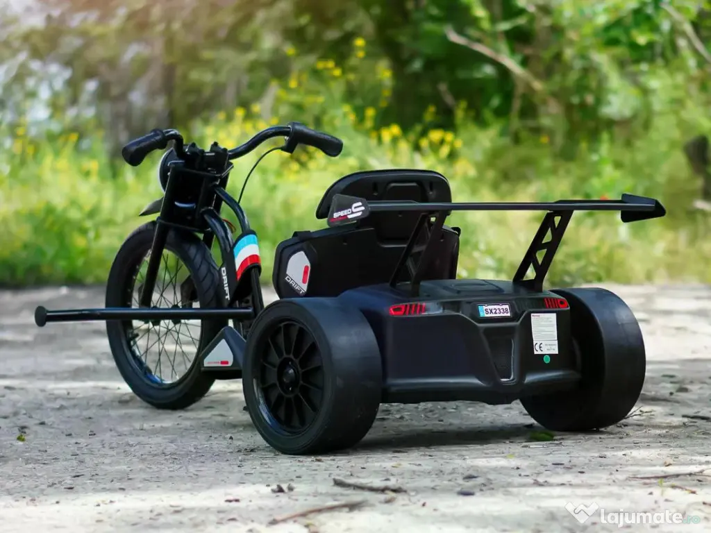 Tricicleta electrica cu functie Drift, Kinderauto BJSX2338, 2x 250W Black 