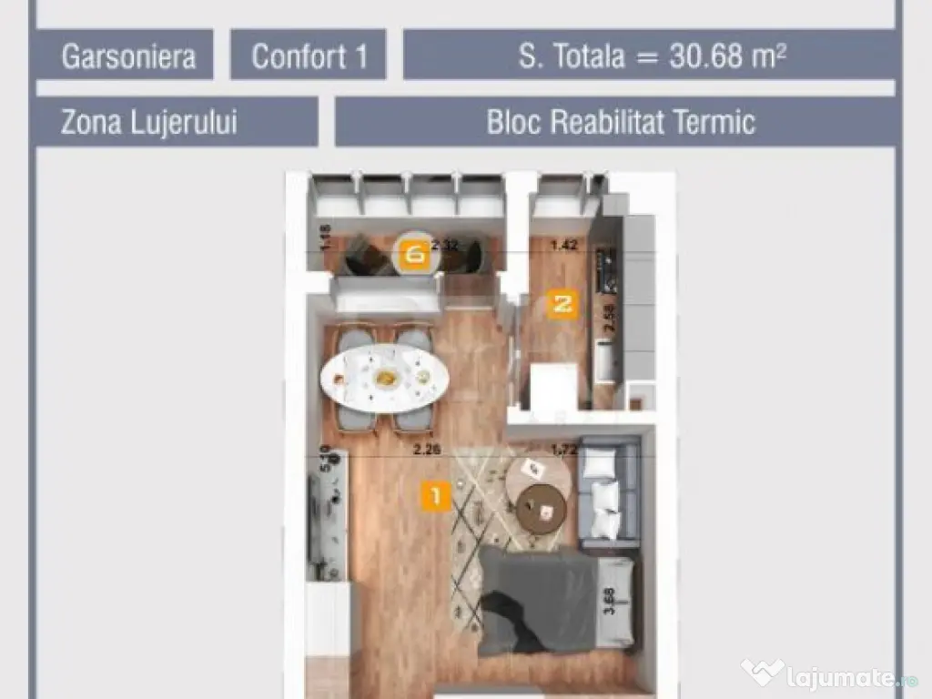 Garsoniera Renovata | Bloc Reabilitat | Veteranilor-Lujerulu 