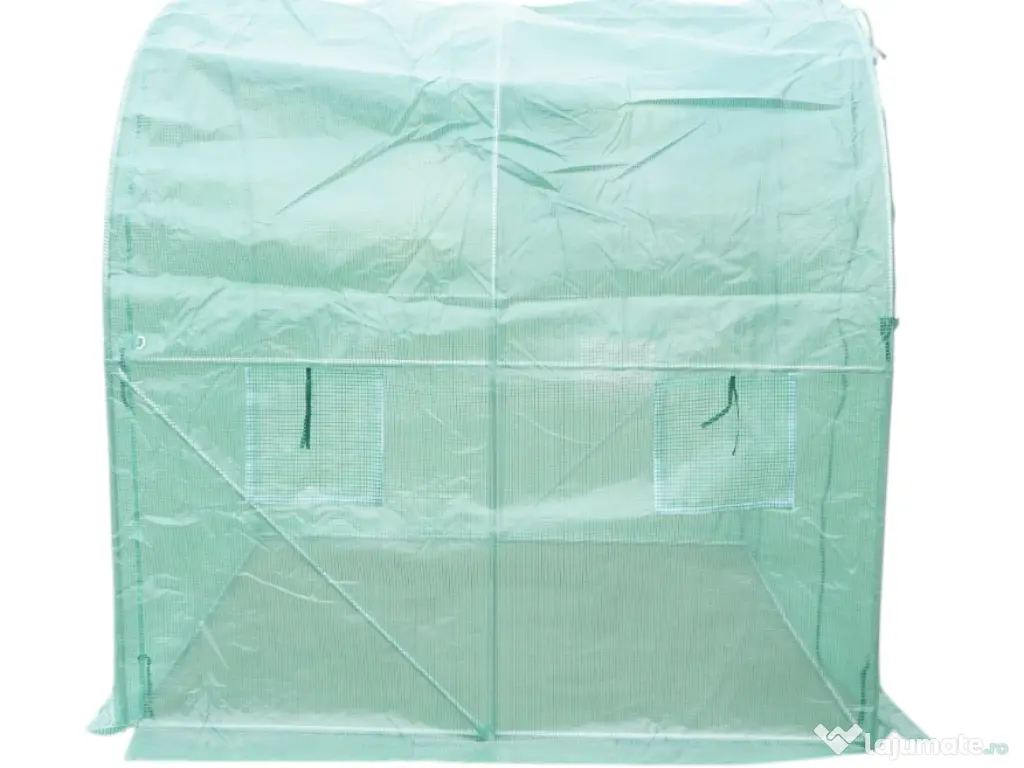 Sera Solar Gradina Tunel Cadru Otel Folie Polietilena Legume Plante 2x2x2m