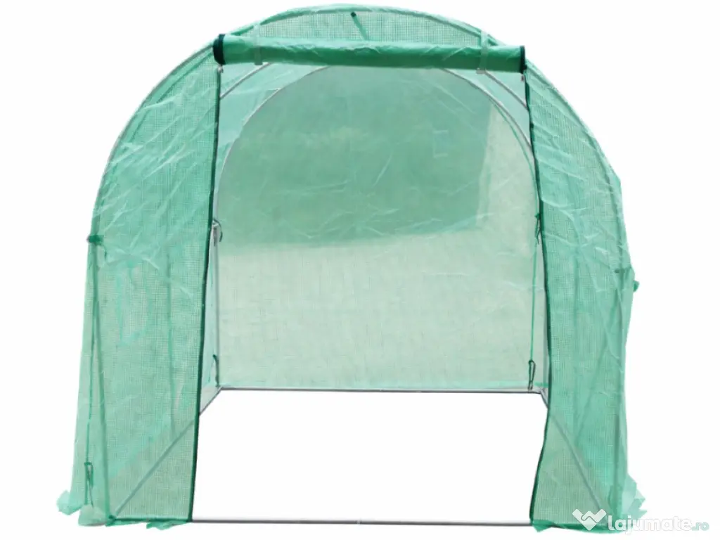 Sera Solar Gradina Tunel Cadru Otel Folie Polietilena Legume Plante 2x2x2m