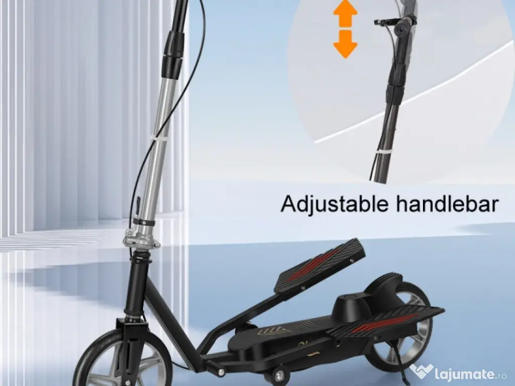 Trotineta Kinderauto Pegasus, cu pedale si scaun, reglabila, pliabila Black