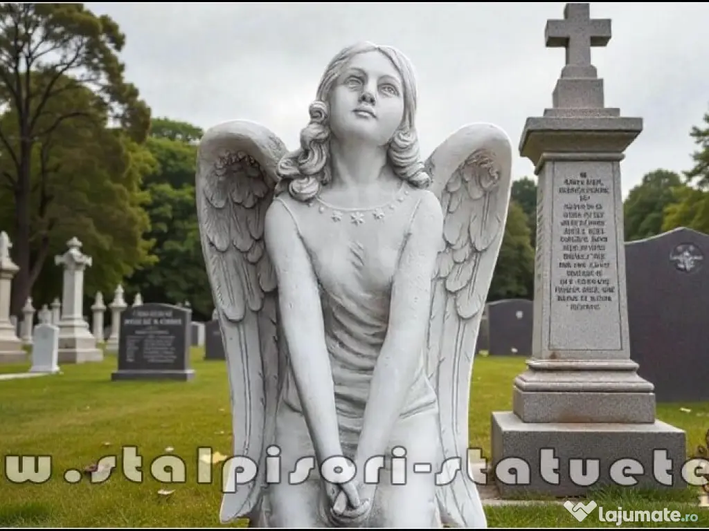 Statuetă îngeraș mare, gri patinat, model S9. 