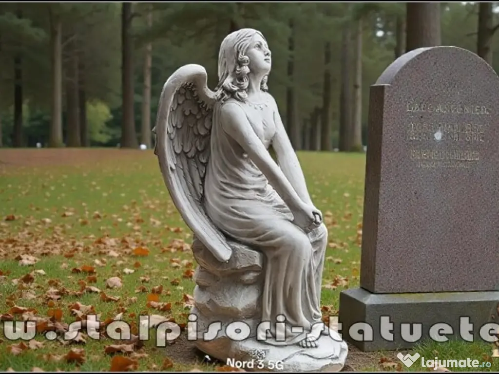 Statuetă îngeraș mare, gri patinat, model S9. 