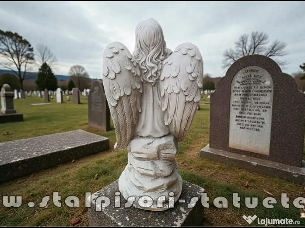 Statuetă îngeraș mare, gri patinat, model S9. 