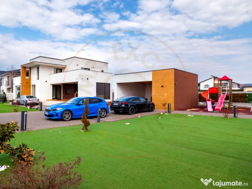 Vila moderna Mioveni | teren 1231 mp | terase, foisor si gar 