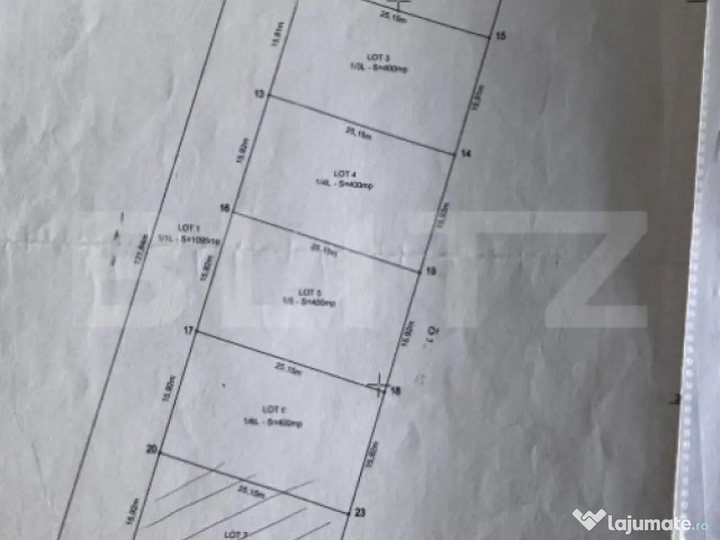 Parcele teren 400mp, front 16ml, Cârcea 