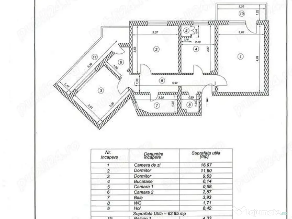 Apartament 3 camere zona Dacia 