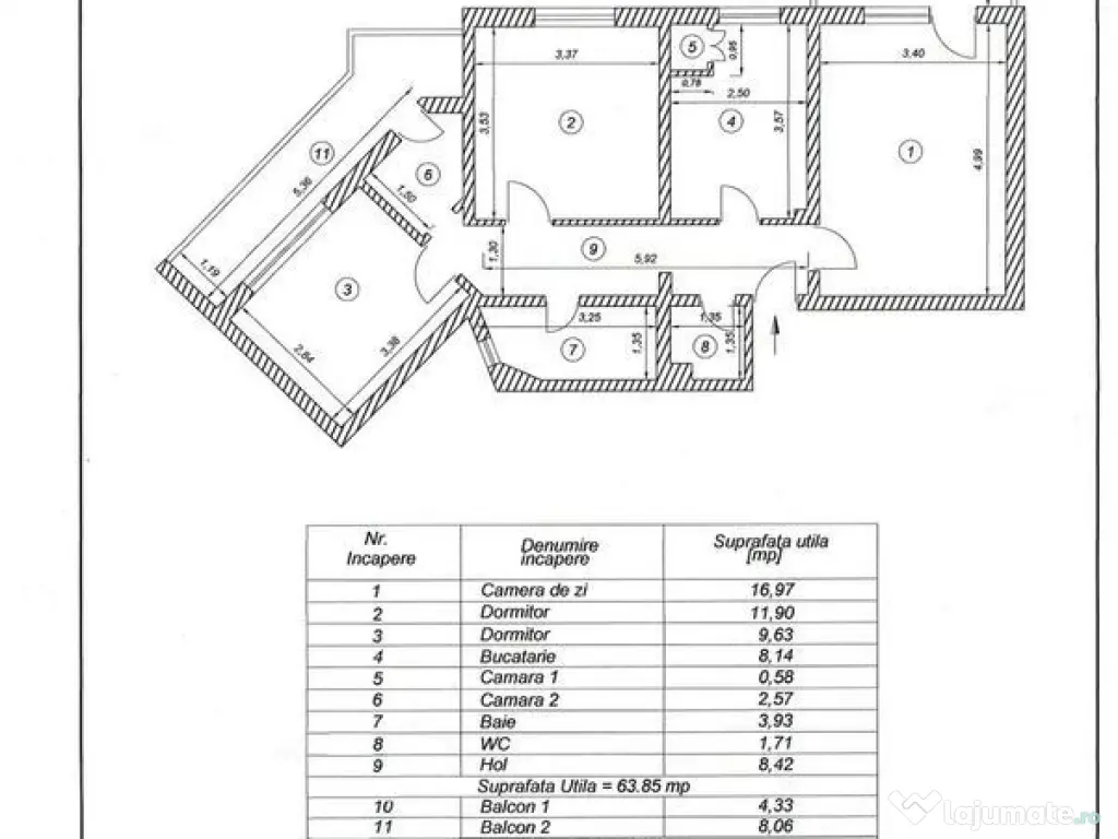 Apartament 3 camere zona Dacia 