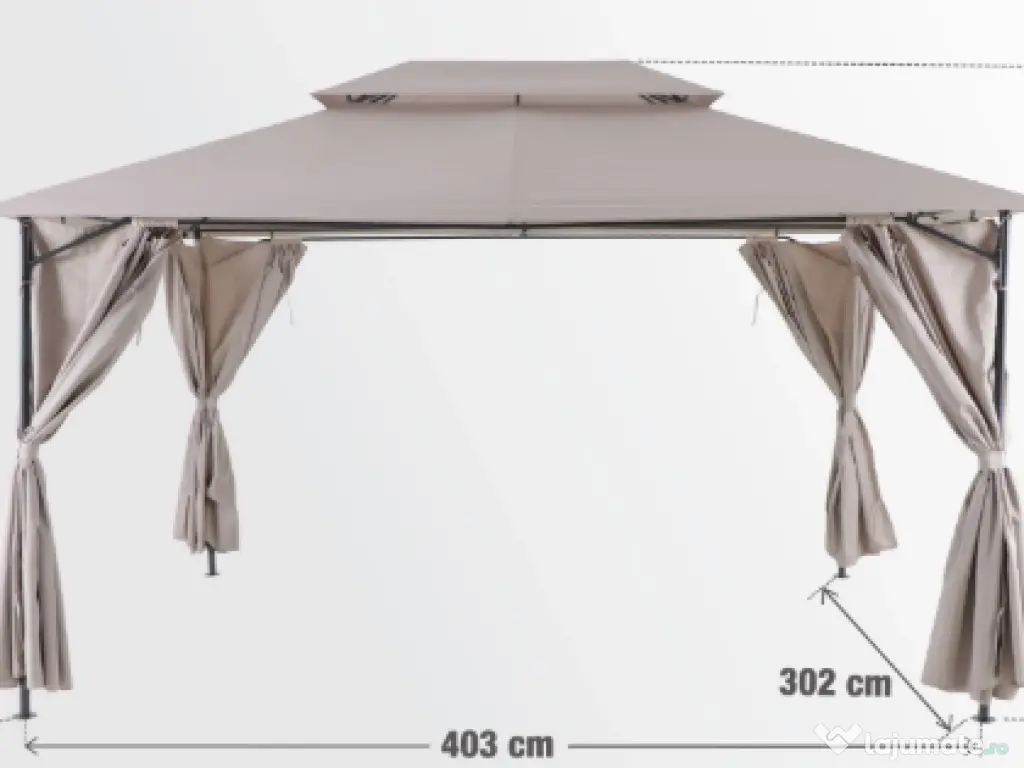 Pavilion CORT Umbrela Cadru Metal Gradina Terasa Curte 4x3x2.7M Bej Pereti 