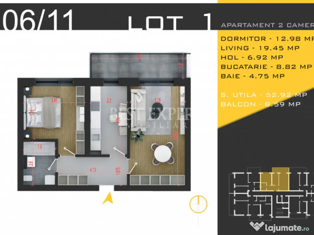 Apartament decomandat cu finisaje la alegere-Direct Dezvolta 