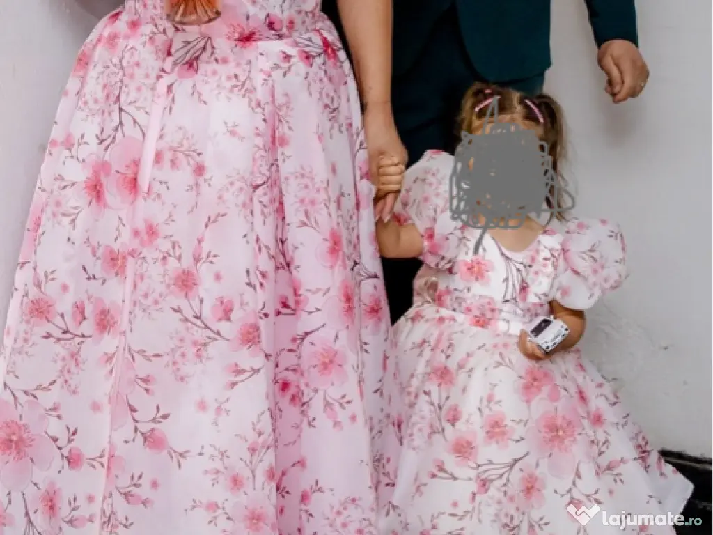 Set rochițe mamă – fiică, realizate manual, model elegant 