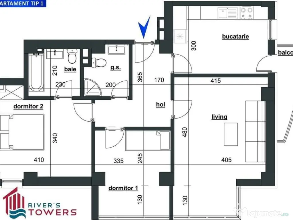 Închiriez apartament 3 camere decomandat River's Tower 