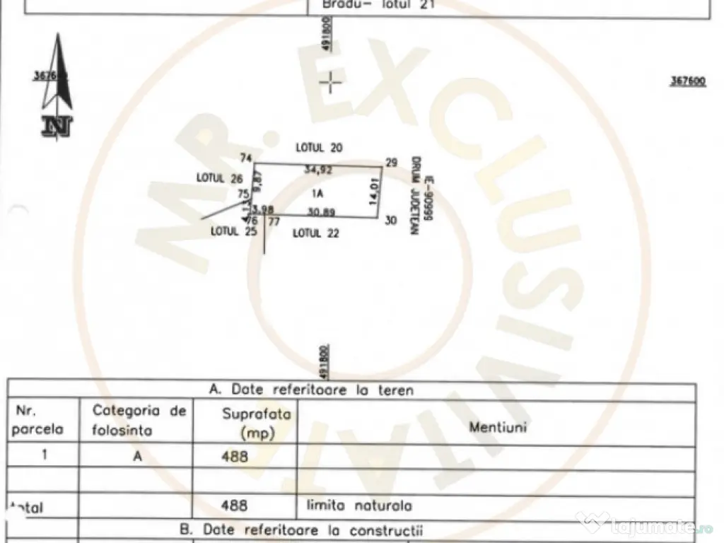 Teren 488 mp Bradu, deschidere la DJ - 3 Km de Pitesti 