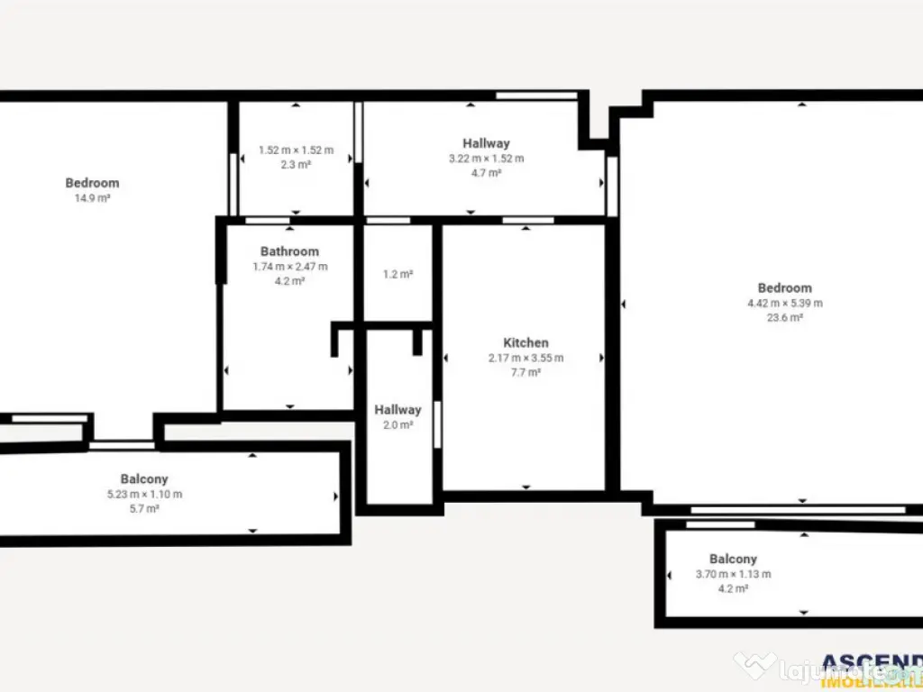 Decomandat, 60mp, vitalizat, 2 balcoane,living 24mp, areal l 