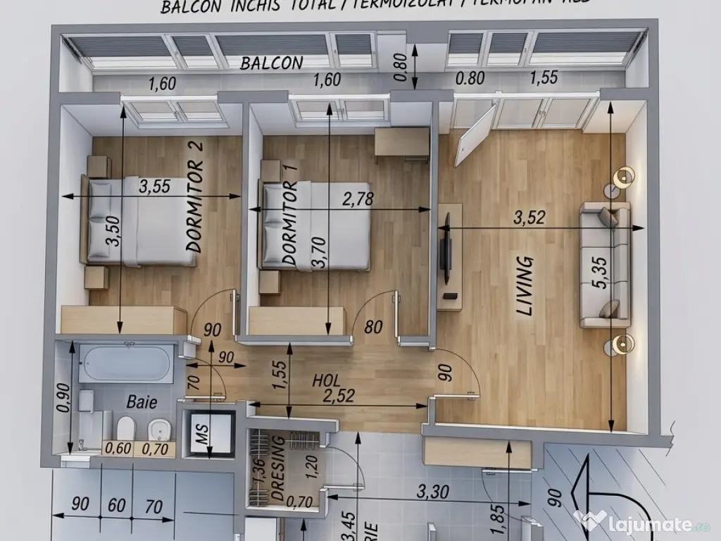 Apt. 3 camere decomandat 70mp/Sos.Giurgiului 129 bl.2A, sector 4