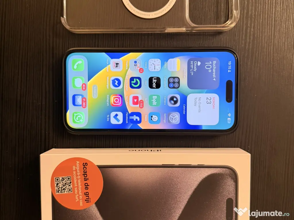 iPhone 15 Pro Max Black Titanium 5G, 256GB – CA NOU + HUSE MAGSAFE FULL BOX 