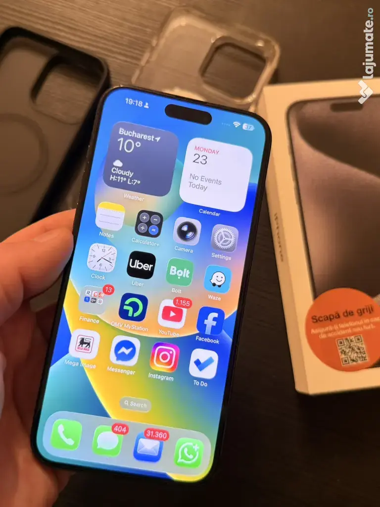 IPhone 15 Pro Max Black Titanium 5G, 256GB – CA NOU + HUSE MAGSAFE FULL BOX