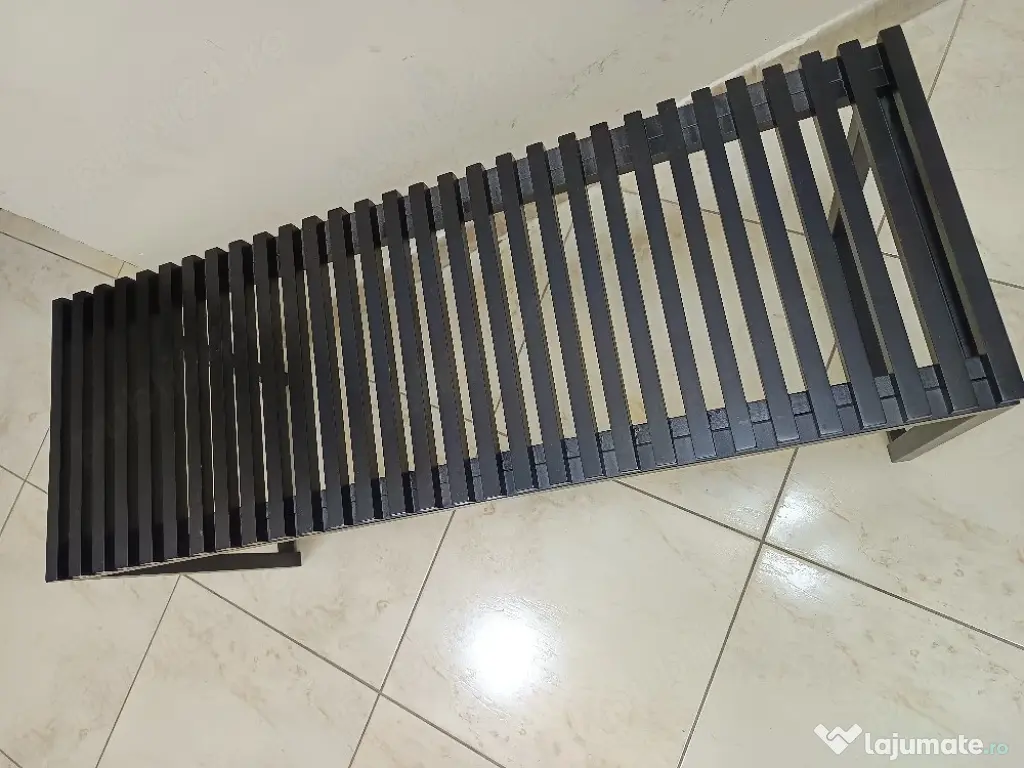 Bancă hol cadru din metal și șezut din lemn dimensiuni 35x45x100 cm 