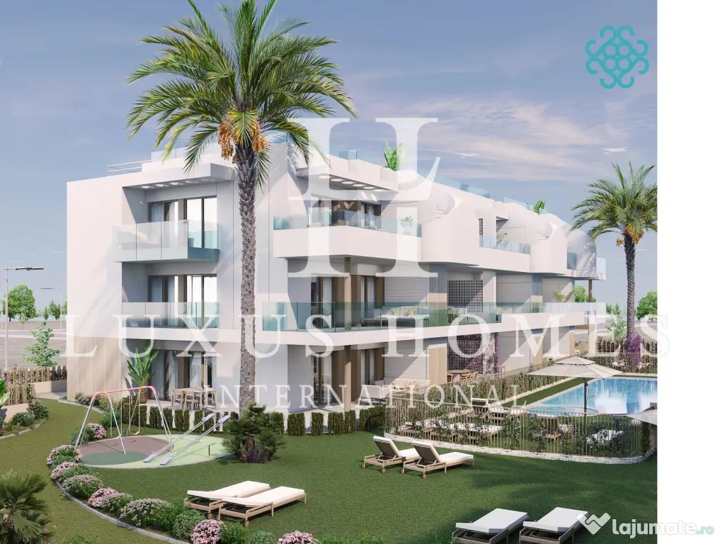 Apartament la etajul mijlociu cu terasă și piscină situat  într-un resort 