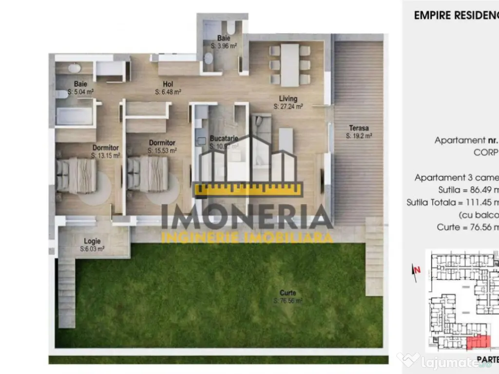Empire Tornadei 2 – Comision 0% – 3 camere premium 
