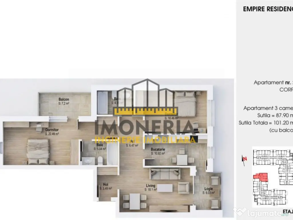 Empire Tornadei 2 – Comision 0% – 3 camere premium 