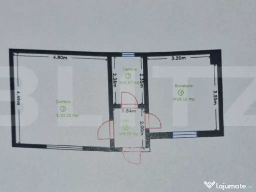 Apartament cu o cameră, 42 mp - Zalău 