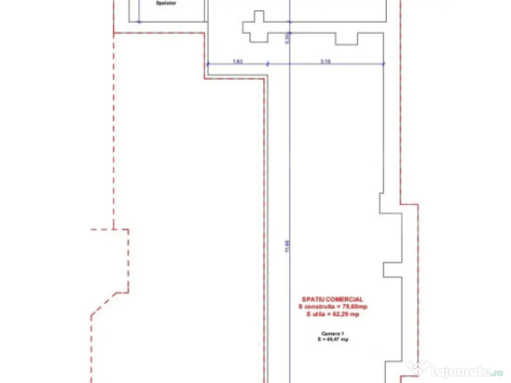 Spatiu comercial de închiriat 60mp I.C.Bratianu 