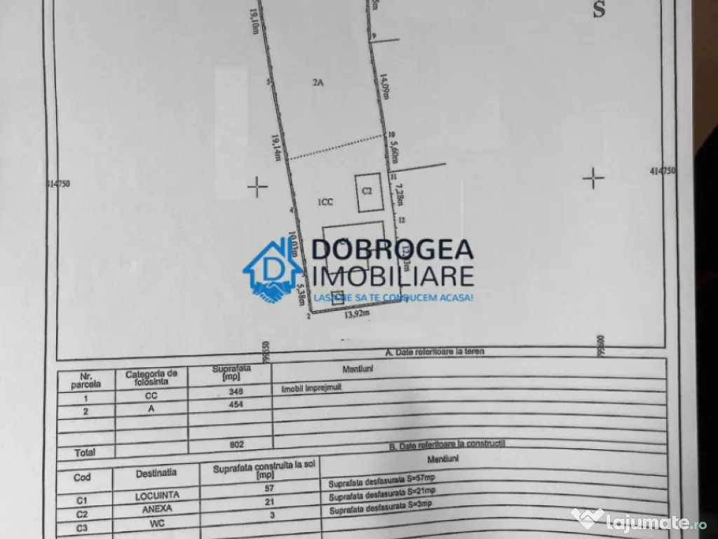 Zona Pacii, teren 802 mp, deschidere 14 ml 