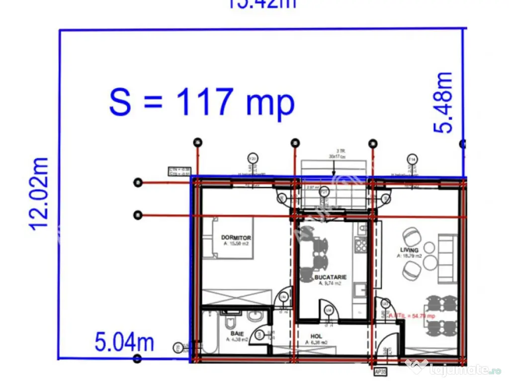 Apartament la cheie 2 camere si gradina proprie117 mp zona D