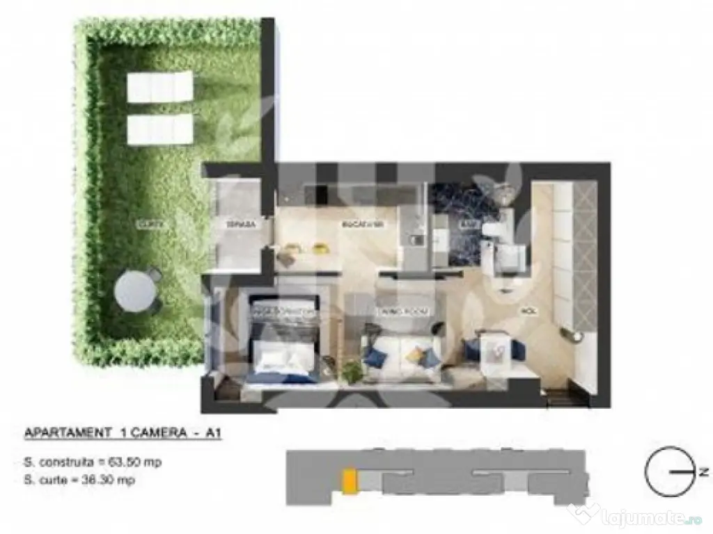 Studio | Pipera Plaza | Curte privata 