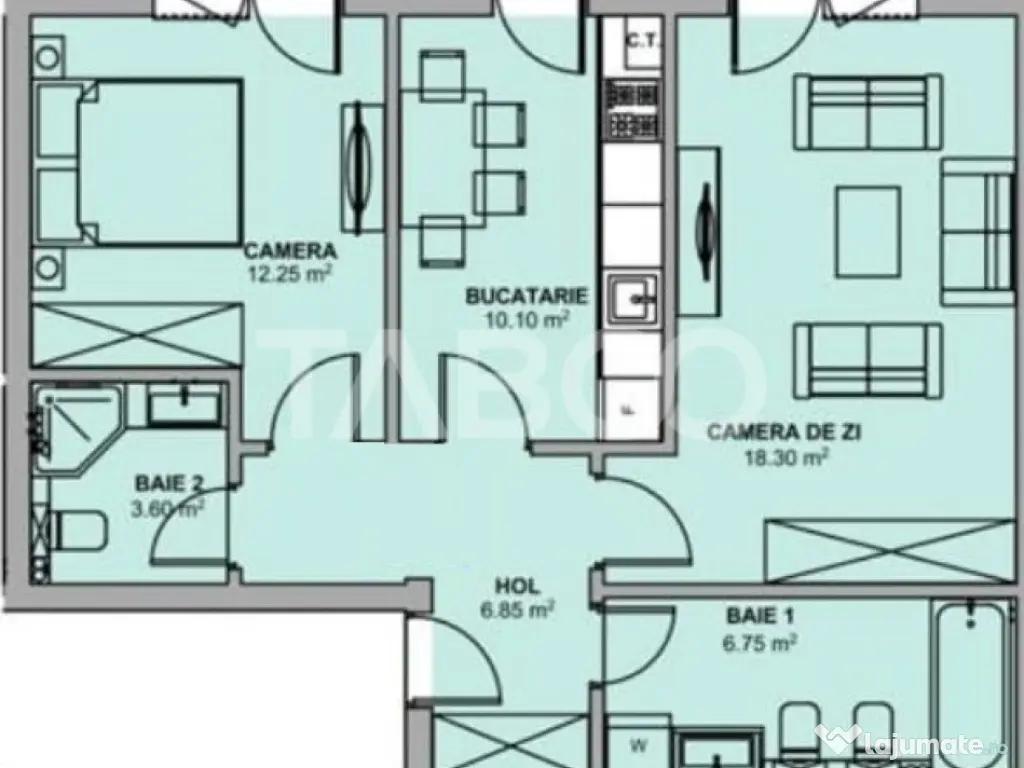 Apartament de vanzare 58 mpu FINISAT LA CHEIE 2 camere Doamn 
