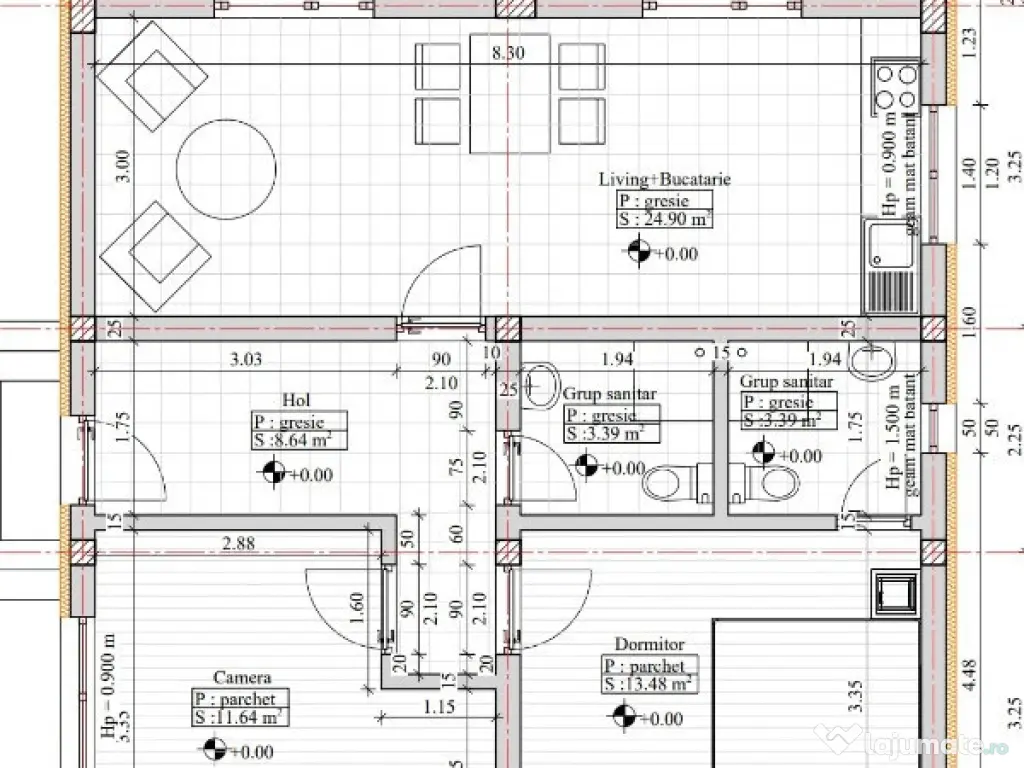 CAsa Midia Sat 3 camere doua bai la rosu sau la gata Direct Proprietar