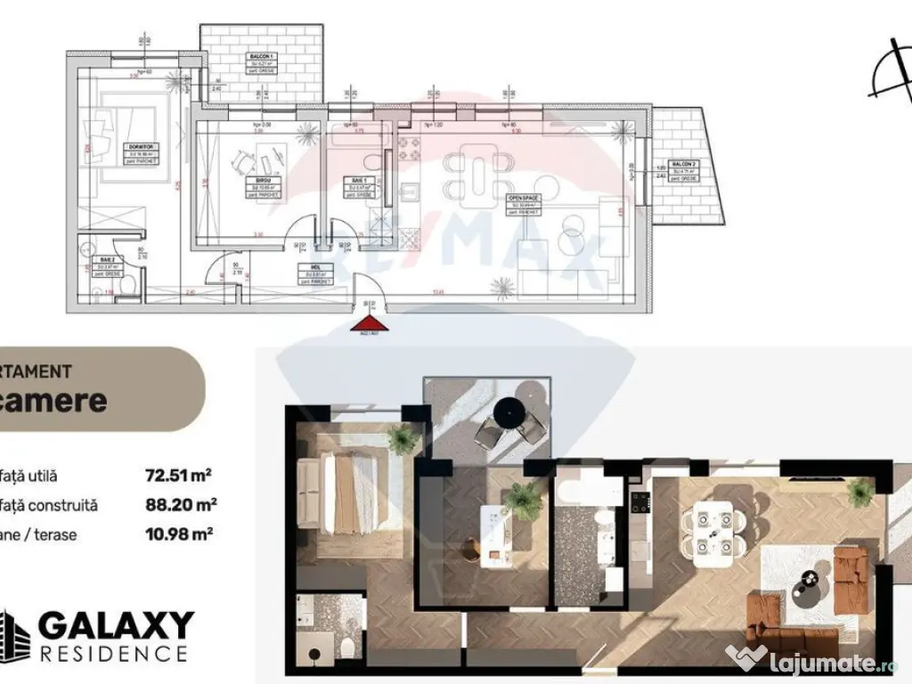 COMISION 0| DE VÂNZARE| 3 CAMERE| TRACTORUL| BLOC NOU|GA... 