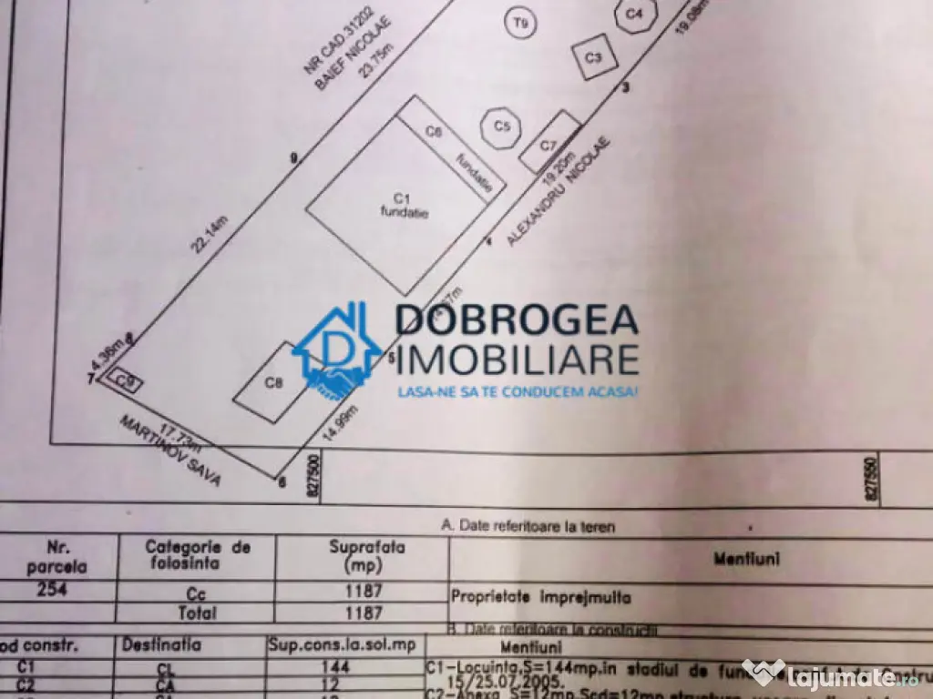 Murighiol, teren intravilan 1187 mp, Camping cu casute si fo 