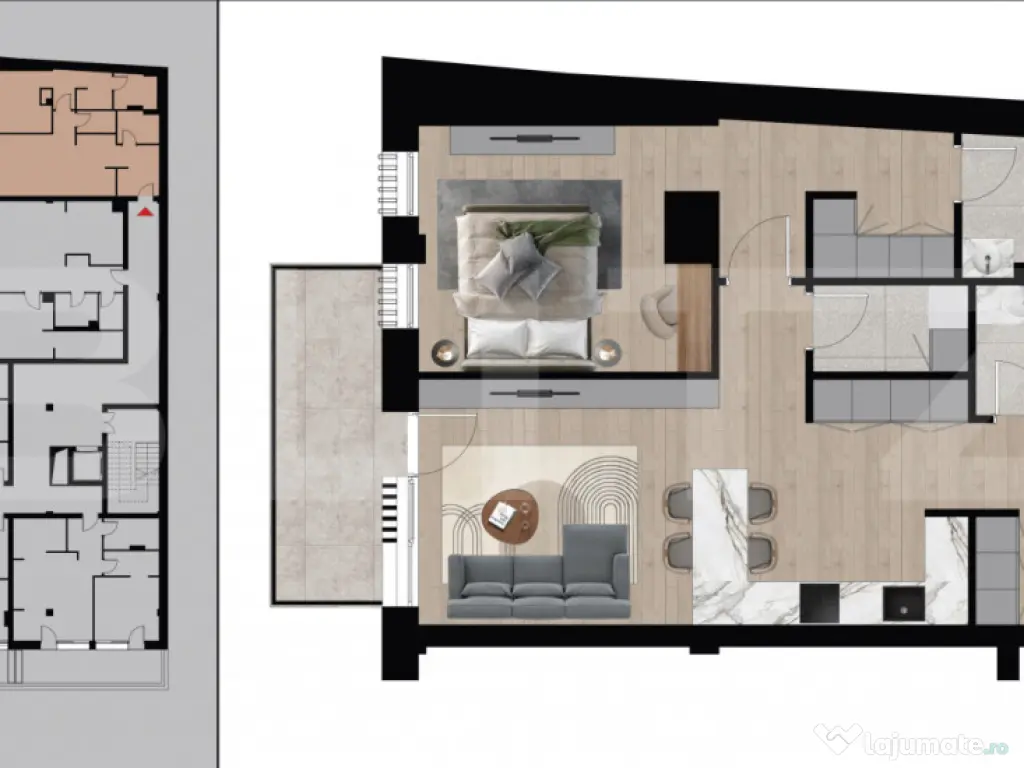 Apartament exclusivist, 64 mp, 2 băi, bloc nou – Zona D 