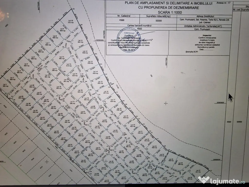 Spre vanzare teren intravilan cu utilități JUD Calarasi, 