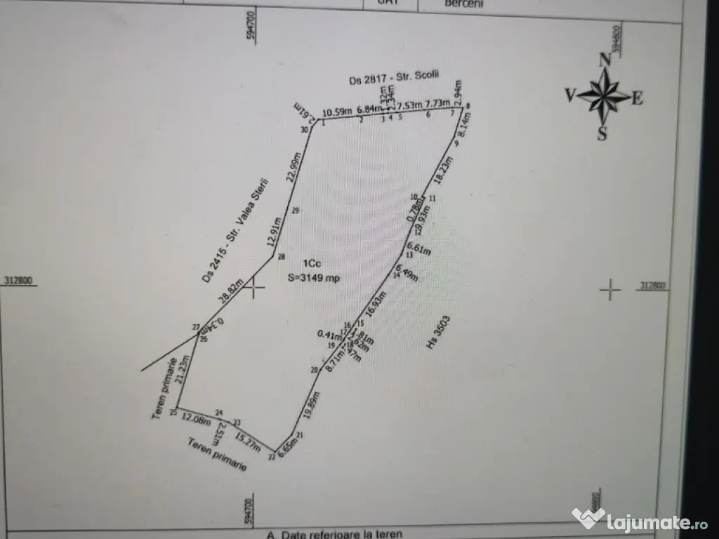 Spre vanzare lot intravilan 3007mp cu utilitati(gaz, curent 