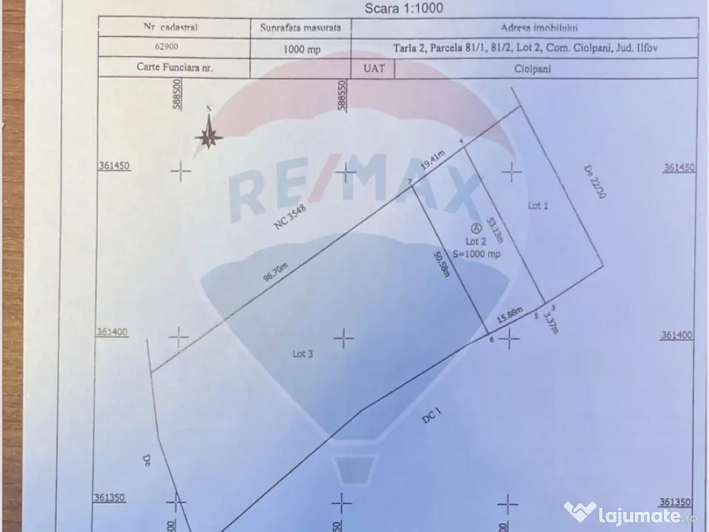 Teren 1,000mp Ciolpani / Strada Catunului 