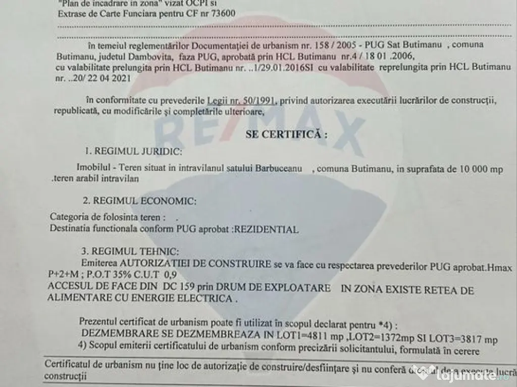 Vanzare teren intravilan Butimanu / sat Barbuceanu, judet...