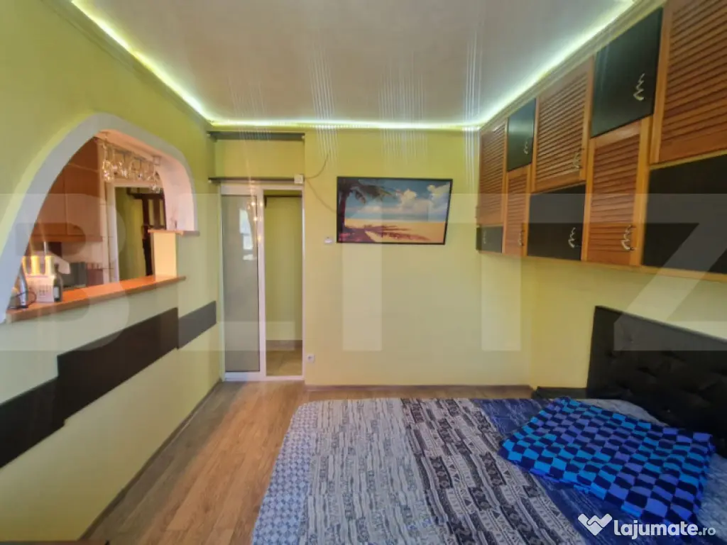 Garsoniera mobilata, etaj intermediar, parcare, beci luminoa