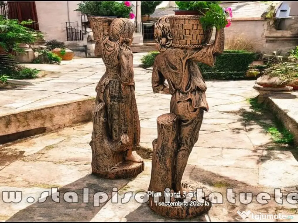Statuete copii cu coșulețe, arămiu antichizat, model J3,J4. 