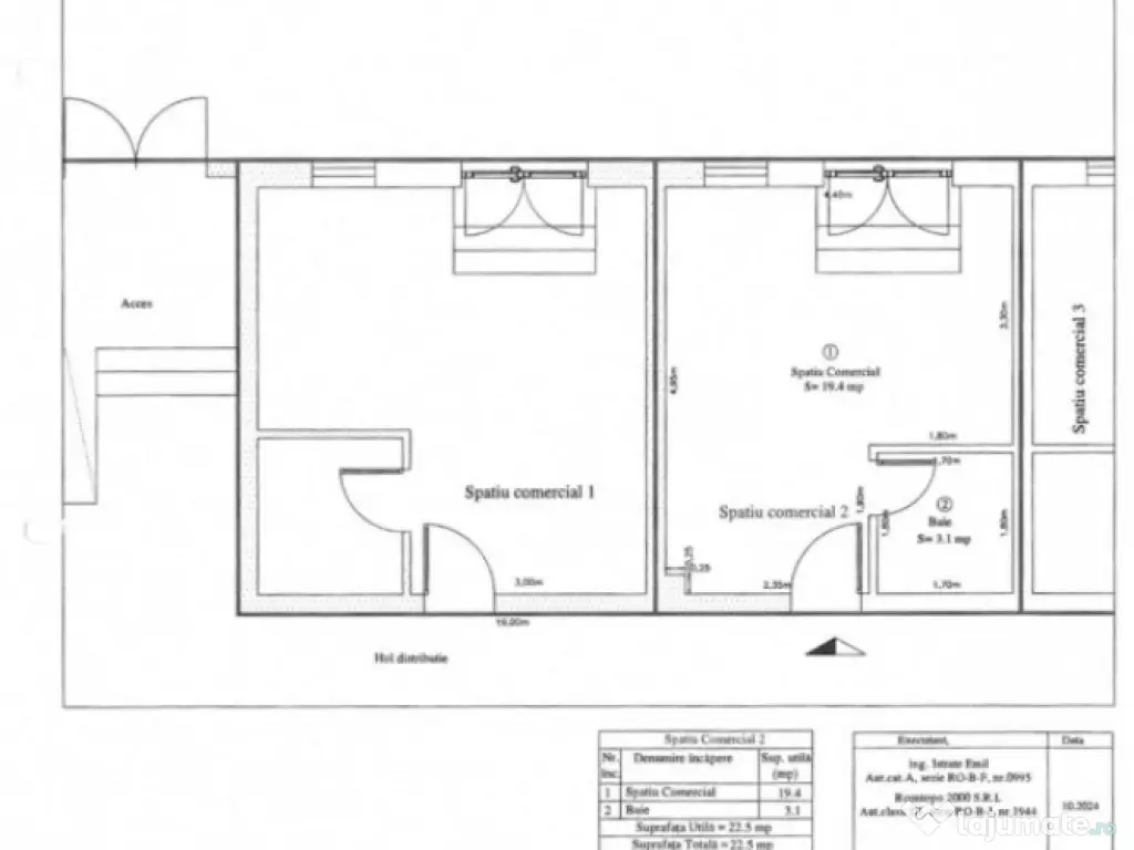 2 spații comerciale de 25.3, si 33.9mp, bloc nou, TINERET
