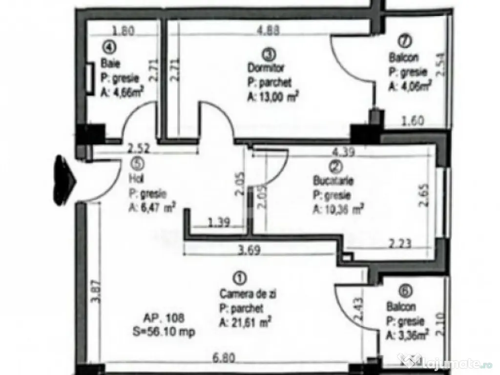 De vanzare apartament 2 camere semifinisat Baza Sportiva Ghe