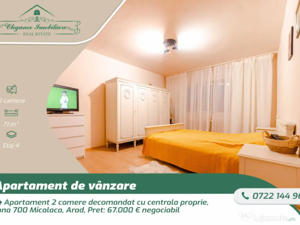 Apartament 2 camere decomandat cu centrala proprie, zona 700