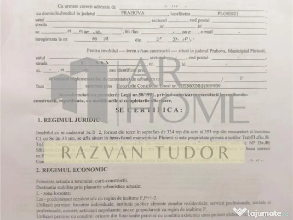 Teren intravilan 353mp , Ploiesti , central 