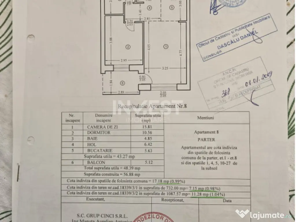 Apartament 2 camere-Bloc nou-Tatarasi 