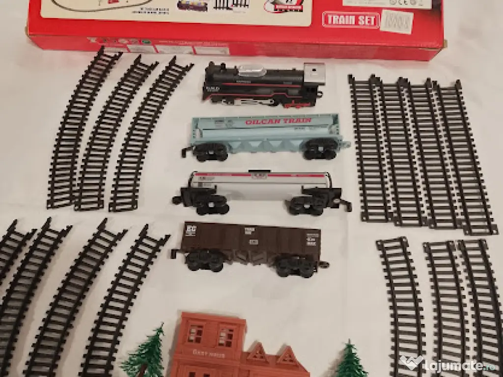 Trenuleț Electric Rail King (19 piese) – Stare Perfectă + VIDEO Funcționare 