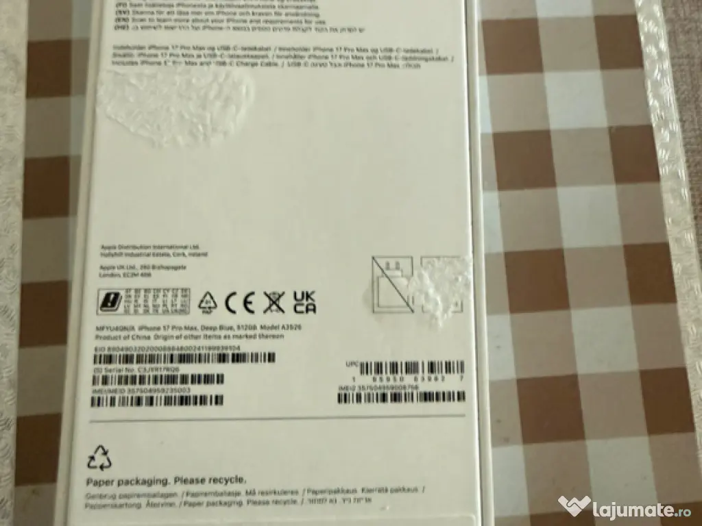 Vând iPhone 17 Pro Max, 512GB 